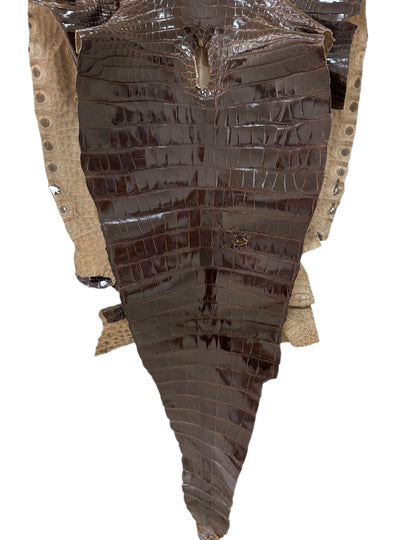 56 cm Grade 2/3 Sport Rust Brown Glazed Farm-Raised American Alligator Leather - Tag: LA14-0074042