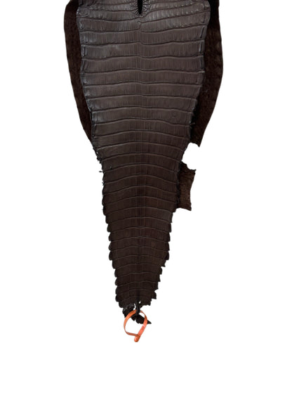 26 cm Grade 2/3 Chocolate Matte Farm-Raised American Alligator Leather - Tag: FL21-0025109