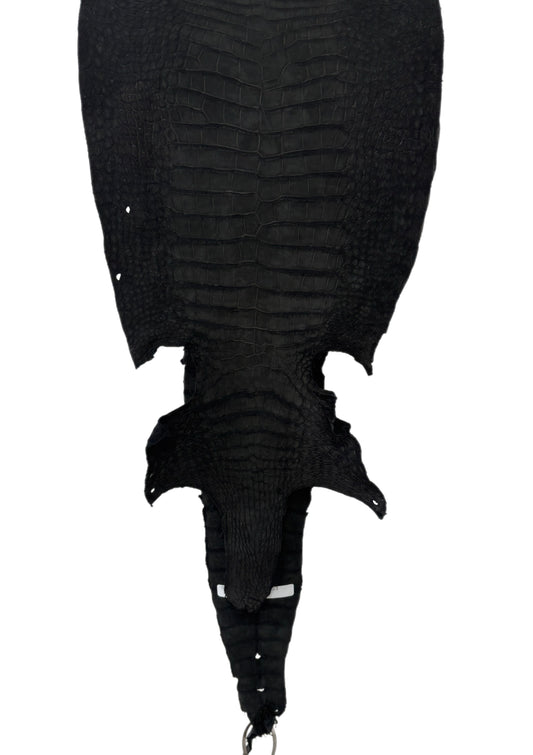 35 cm Grade 3/4 Black Nubuck Wild American Alligator Leather - Tag: LA23-0051875