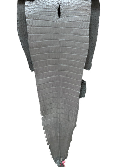 32 cm Grade 2/3 Silver Metallic Farm-Raised American Alligator Leather - Tag: FL21-0024256
