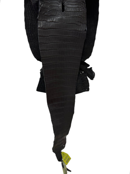 25 cm Grade 1 Black Matte Wild American Alligator Leather - Tag: LA09-0107832