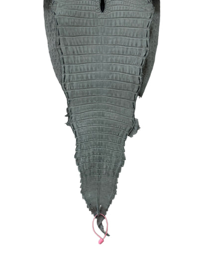 New Color and Finish! 28 cm Grade 2/3 Charcoal Grey Nubuck Farm-Raised American Alligator Leather - Tag: FL21-0024563