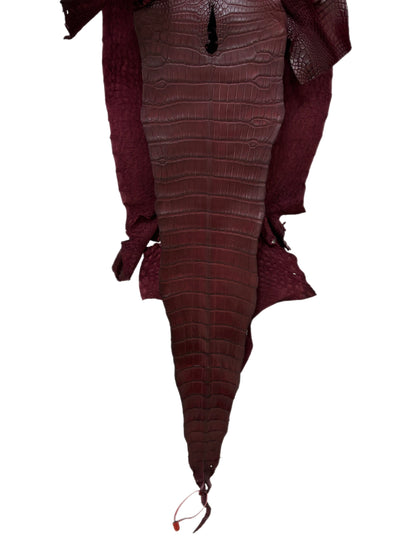 35 cm Grade 1/2 Bordeaux Matte Wild American Alligator Leather - Tag: LA16-0036560