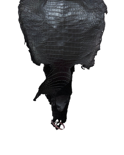26 cm Grade 3/4 Black Matte (Stiff Finish) Farm-Raised American Alligator Leather - Tag: FL21-0024923