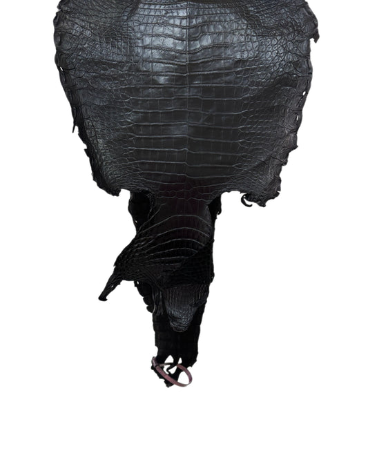 26 cm Grade 3/4 Black Matte (Stiff Finish) Farm-Raised American Alligator Leather - Tag: FL21-0024923