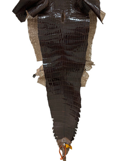 30 cm Grade 1/2 Sport Rust Brown Glazed Farm-Raised American Alligator Leather - Tag: GA14-0021503