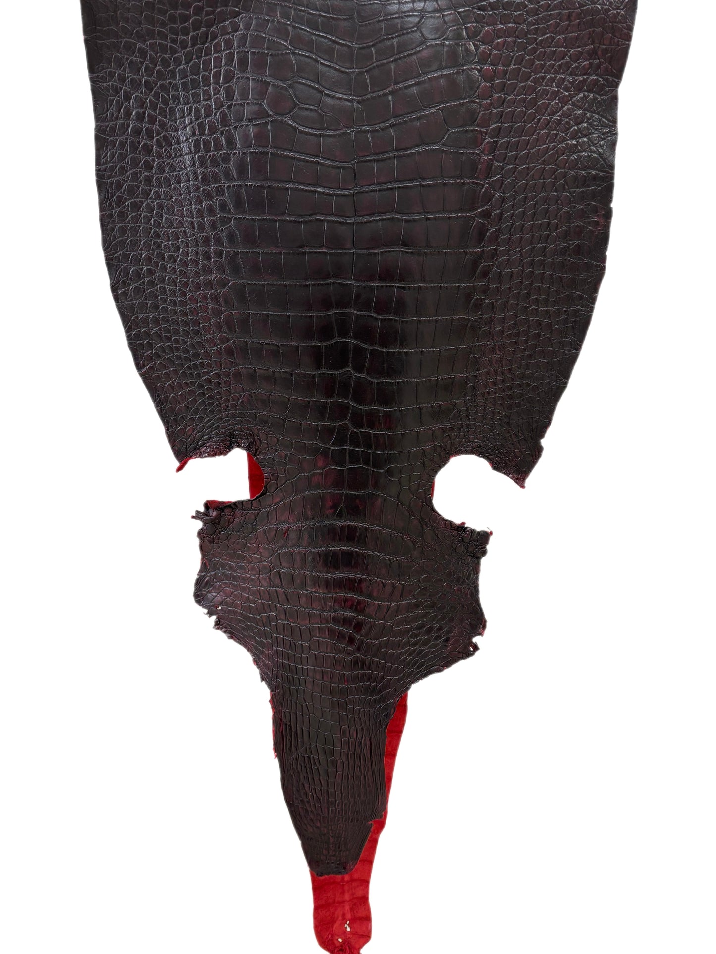 47 cm Grade 4/5 Black Cherry Matte Wild American Alligator Leather - Tag: LA24-0024170