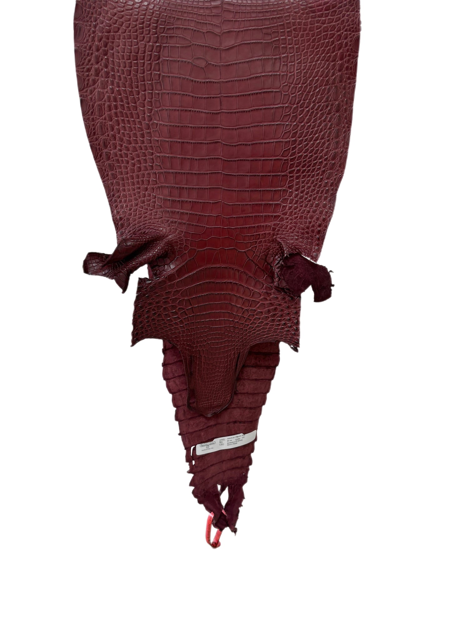 30 cm Grade 1/2 Bordeaux Matte Farm-Raised American Alligator Leather - Tag: FL21-0023970