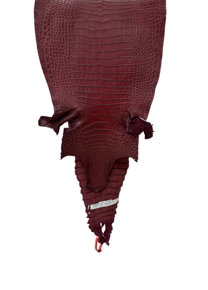 30 cm Grade 1/2 Bordeaux Matte Farm-Raised American Alligator Leather - Tag: FL21-0023970