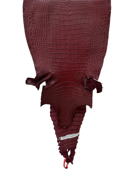 30 cm Grade 1/2 Bordeaux Matte Farm-Raised American Alligator Leather - Tag: FL21-0023970