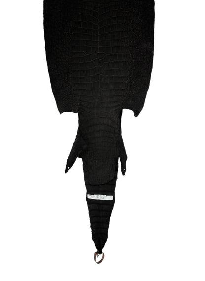 33 cm Grade 2/3 Black Nubuck Wild American Alligator Leather - Tag: FL24-0077586