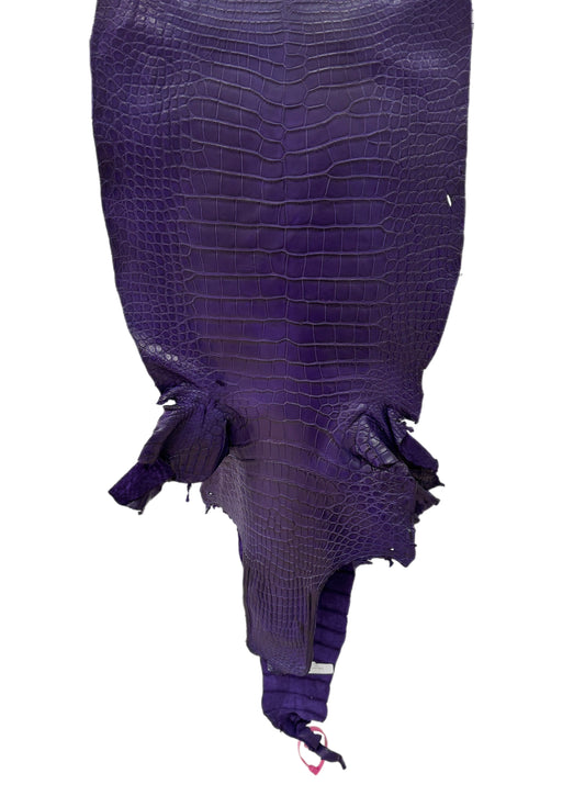 42 cm Grade 2/3 Violet Primavera Matte Wild American Alligator Leather - Tag: MS24-0000729