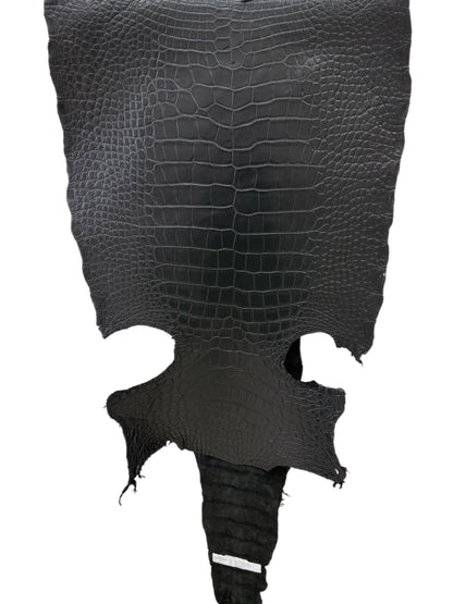 49 cm Grade 3/4 Black Matte Wild American Alligator Leather - Tag: LA22-0021052