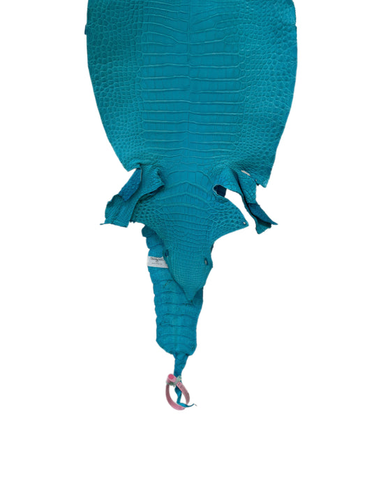 28 cm Grade 1/2 Turquoise Matte Farm-Raised American Alligator Leather - Tag: LA24-0228826