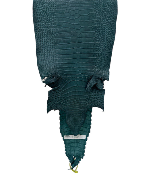 28 cm Grade 4/5 Teal Matte Farm-Raised American Alligator Leather - Tag: FL22-0030337