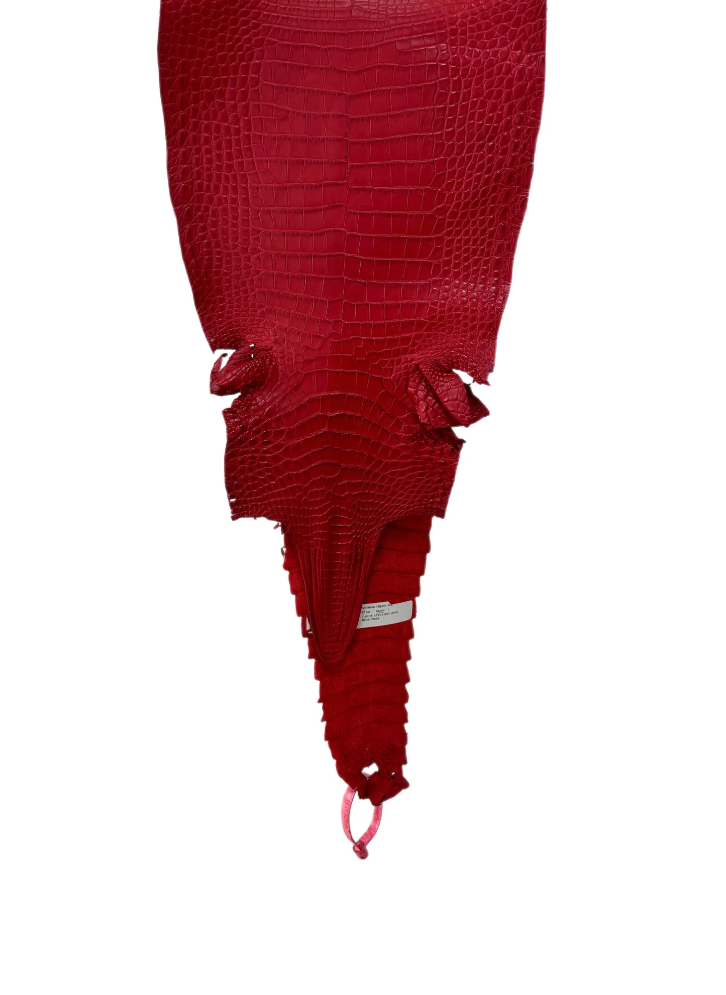 25 cm Grade 1 Candy Apple Red Matte Farm-Raised American Alligator Leather - Tag: FL21-0025098