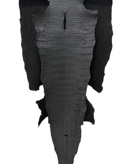 52 cm Grade 3/4 Black Matte Wild American Alligator Leather - Tag: LA22-0025251