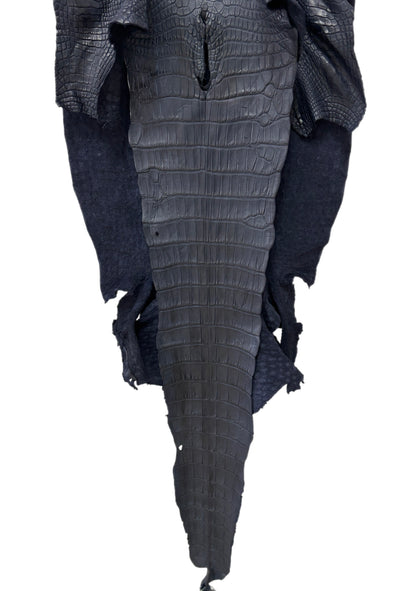 47 cm Grade 2/3 Navy Blue Matte Wild American Alligator Leather - Tag: LA25-0501459