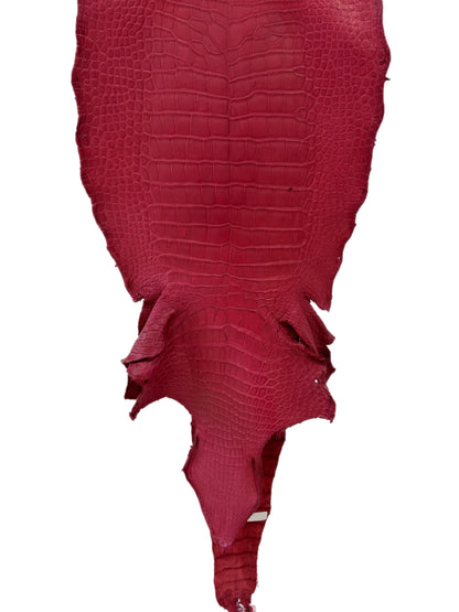 38 cm Grade 4/5 Scarlet Matte Wild American Alligator Leather - Tag: LA23-0001292