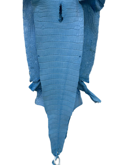 41 cm Grade 3/4 Sky Blue Matte Wild American Alligator Leather - Tag: LA23-0029515