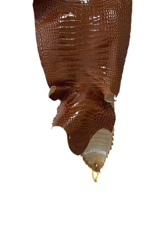 28 cm Grade 1/2 Cognac Glazed Farm-Raised American Alligator Leather - Tag: FL22-0030307