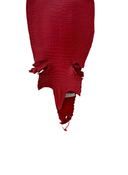 26 cm Grade 1/2 Candy Apple Red Matte Farm-Raised American Alligator Leather - Tag: FL21-0024727