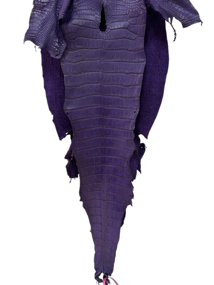 38 cm Grade 3/4 Violet Primavera Matte Wild American Alligator Leather - Tag: LA23-0017341