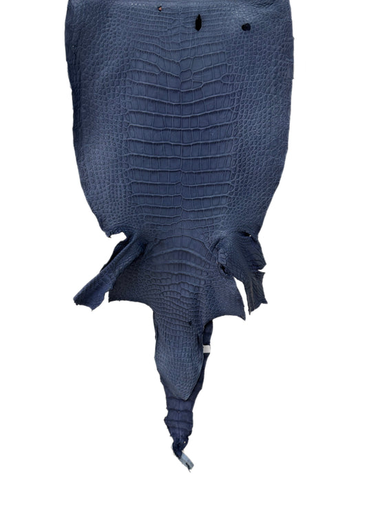 36 cm Grade 3/4 Indigo Matte Wild American Alligator Leather - Tag: LA23-0048179
