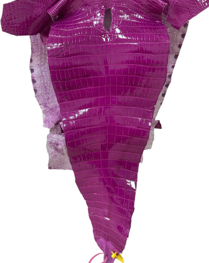 45 cm Grade 2/3 Magenta Glazed Farm Raised American Alligator Leather - Tag: FL14-0003667