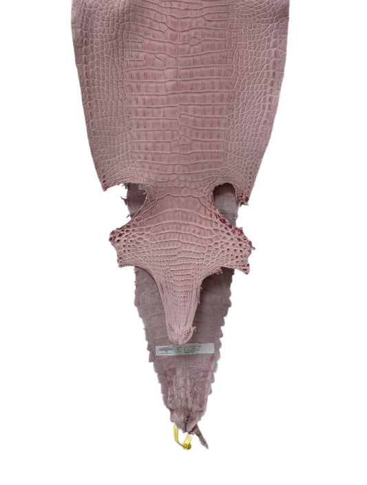 New Color and Finish! 28 cm Grade 1/2 Light Pink Nubuck Farm-Raised American Alligator Leather - Tag: FL22-0030234