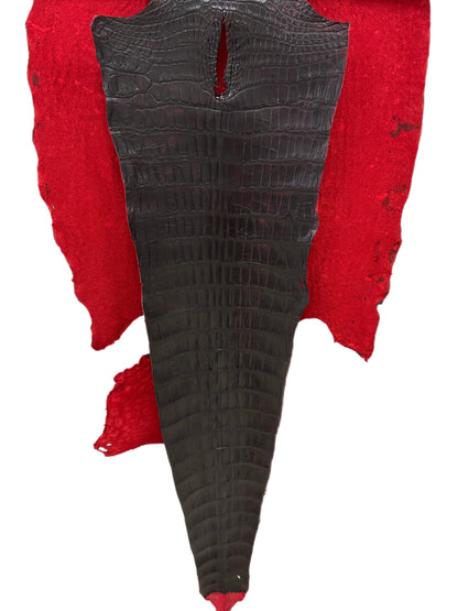 51 cm Grade 3/4 Black Cherry Matte Wild American Alligator Leather - Tag: LA23-0016750