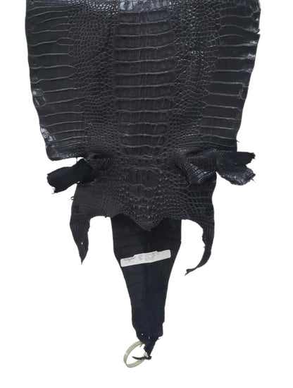 35 cm Grade 1/2 Black Matte Farm-Raised American Alligator Hornback Leather - Tag: LA23-0377161