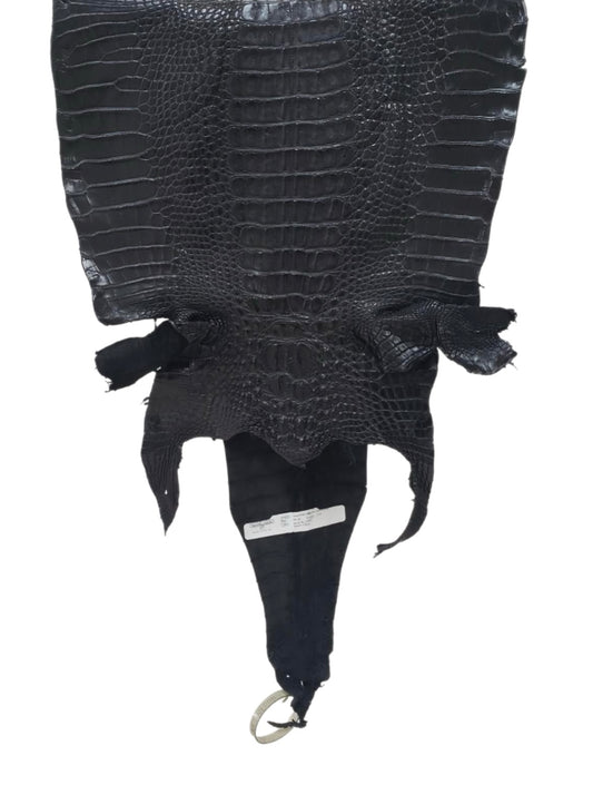 35 cm Grade 1/2 Black Matte Farm-Raised American Alligator Hornback Leather - Tag: LA23-0377161