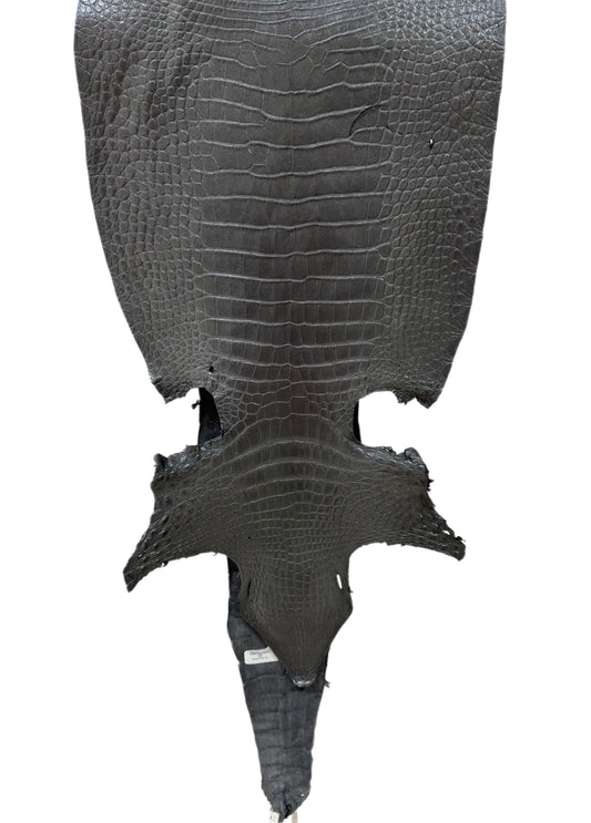 36 cm Grade 2/3 Gunmetal Matte Wild American Alligator Leather - Tag: LA23-0051949