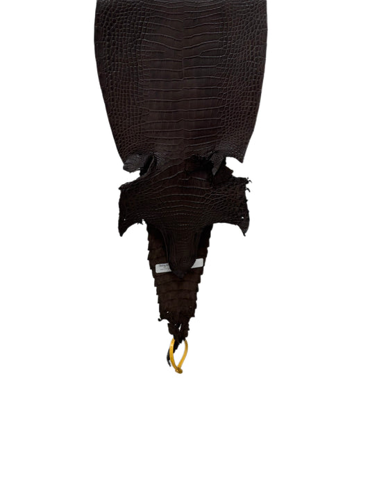 26 cm Grade 1/2 Chocolate Matte Farm-Raised American Alligator Leather - Tag: FL22-0030152