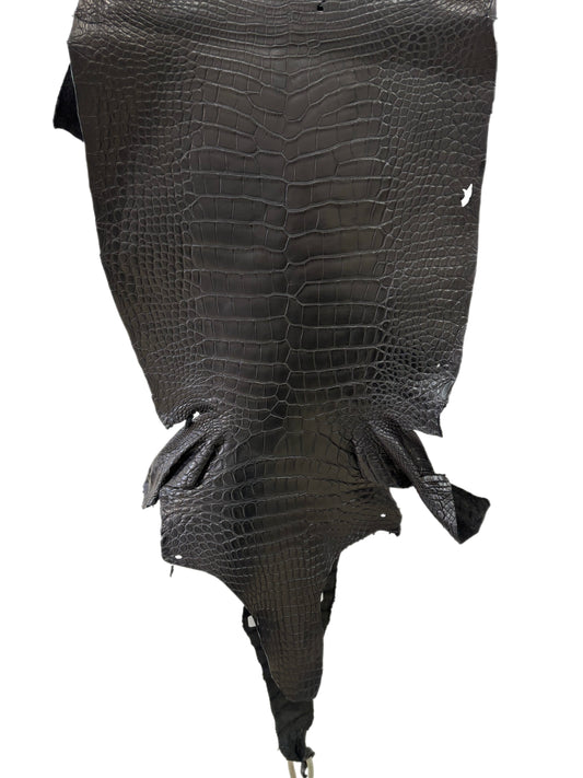 38 cm Grade 2/3 Black Matte Wild American Alligator Leather - Tag: LA23-0049974