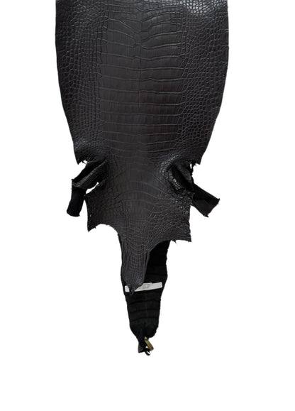 34 cm Grade 1/2 Black Matte Farm-Raised American Alligator Leather - Tag: LA25-0311248
