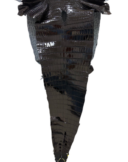 34 cm Grade 1/2 Black Glazed Farm-Raised American Alligator Leather - Tag: GA13-0021277