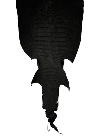 42 cm Grade 3/4 Black Nubuck Wild American Alligator Leather - Tag: LA23-0001392
