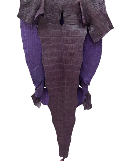 42 cm Grade 4/5 Aubergine Matte Wild American Alligator Leather - Tag: LA23-0016658