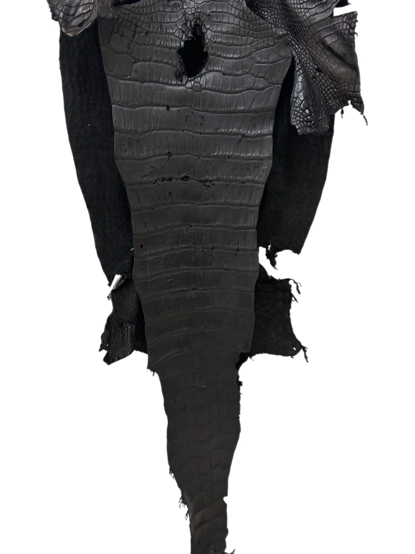 38 cm Grade 4/5 Black Matte Wild American Alligator Leather - Tag: LA23-0003202