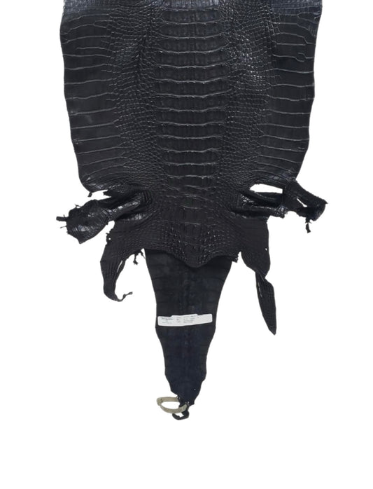 36 cm Grade 1/2 Black Matte Farm-Raised American Alligator Hornback Leather - Tag: LA23-0377045