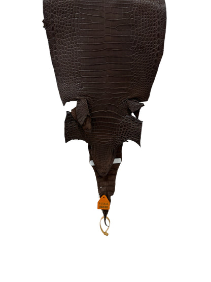 29 cm Grade 1/2 Chocolate Matte Wild American Alligator Leather - Tag: FL15-0057223
