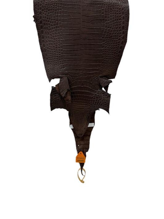 29 cm Grade 1/2 Chocolate Matte Wild American Alligator Leather - Tag: FL15-0057223