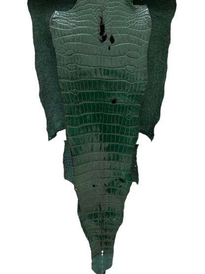 44 cm Grade 1/2 Forest Green Millennium Wild American Alligator Leather - Tag: LA16-0042983
