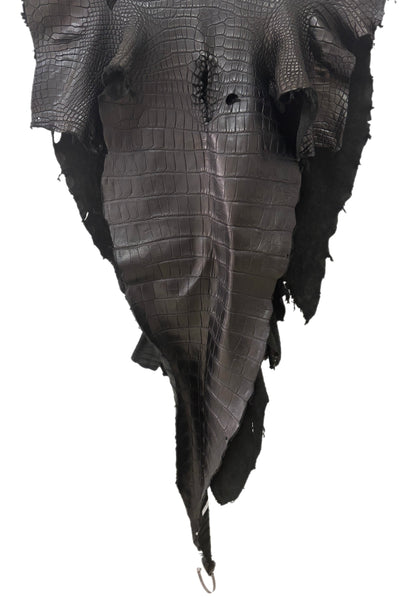 67 cm Grade 3/4 Black Matte Wild American Alligator Leather - Tag: LA24-0024933