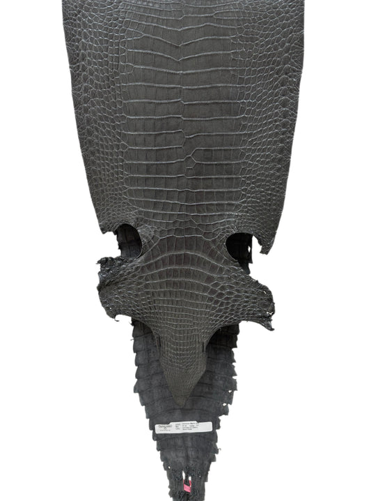 31 cm Grade 1/2 Gunmetal Matte Farm-Raised American Alligator Leather - Tag: FL21-0024370