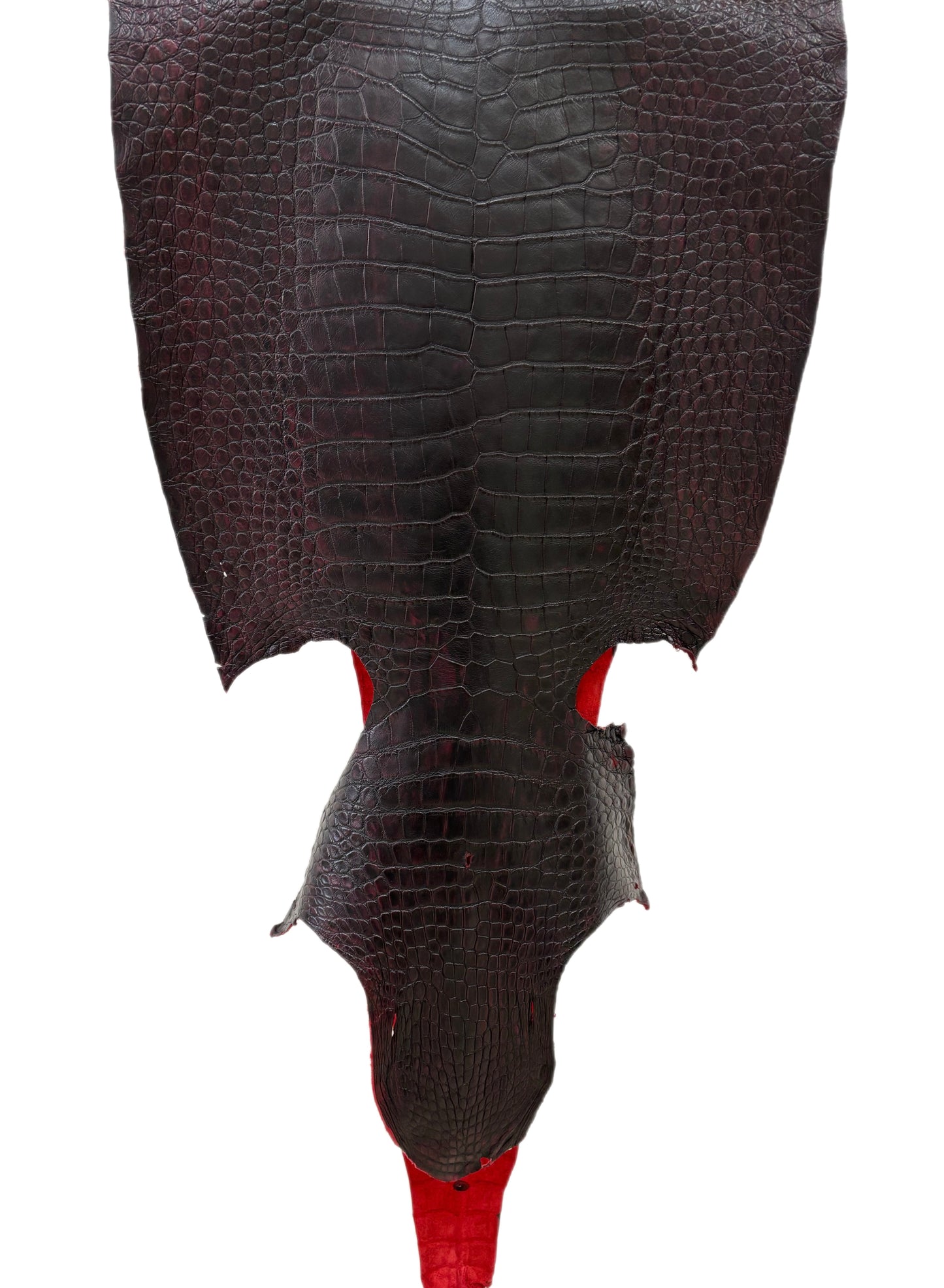47 cm Grade 3/4 Black Cherry Matte Wild American Alligator Leather - Tag: LA24-0024354