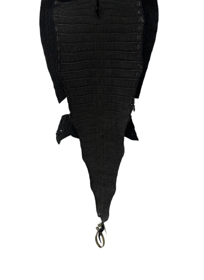33 cm Grade 1/2 Black Nubuck Farm-Raised American Alligator Leather - Tag: FL16-0031243