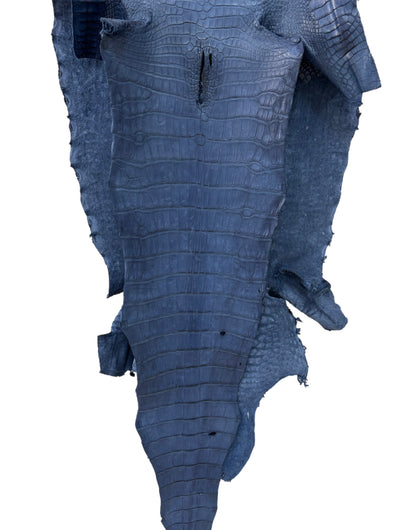 50 cm Grade 4/5 Indigo Matte Farm Raised American Alligator Leather - Tag: LA23-0022961